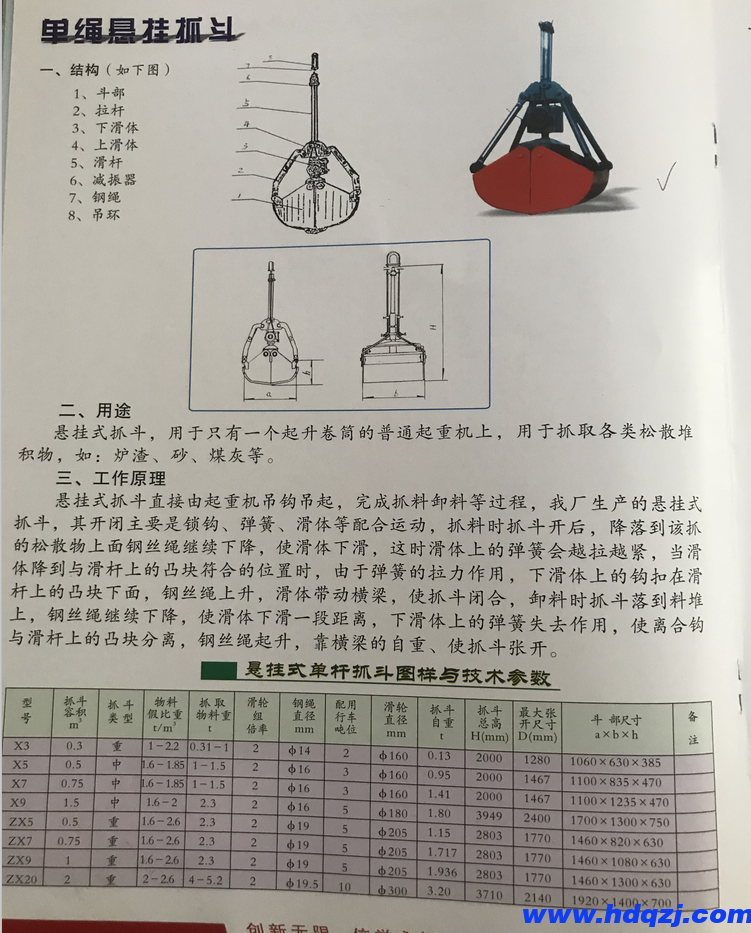 單繩懸掛抓斗